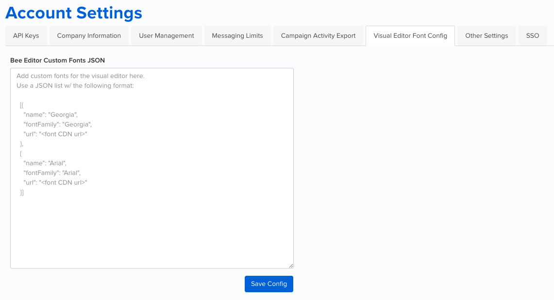 Font config UI screenshot