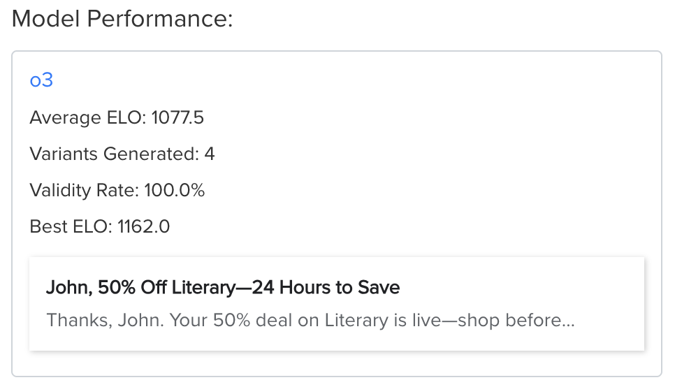 Model performance panel example