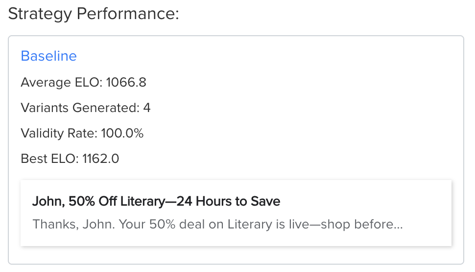 Strategy performance panel example