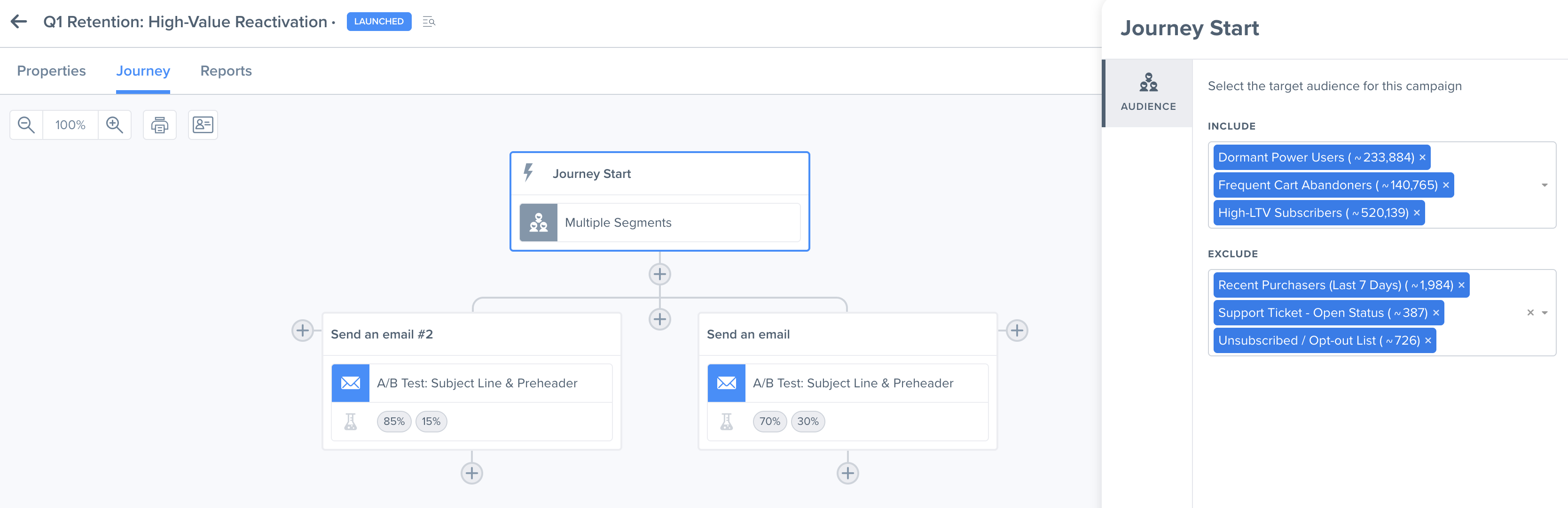 Multiple triggering segments in Journey Start