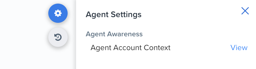Agent Settings panel showing Agent Awareness and Agent Account Context.