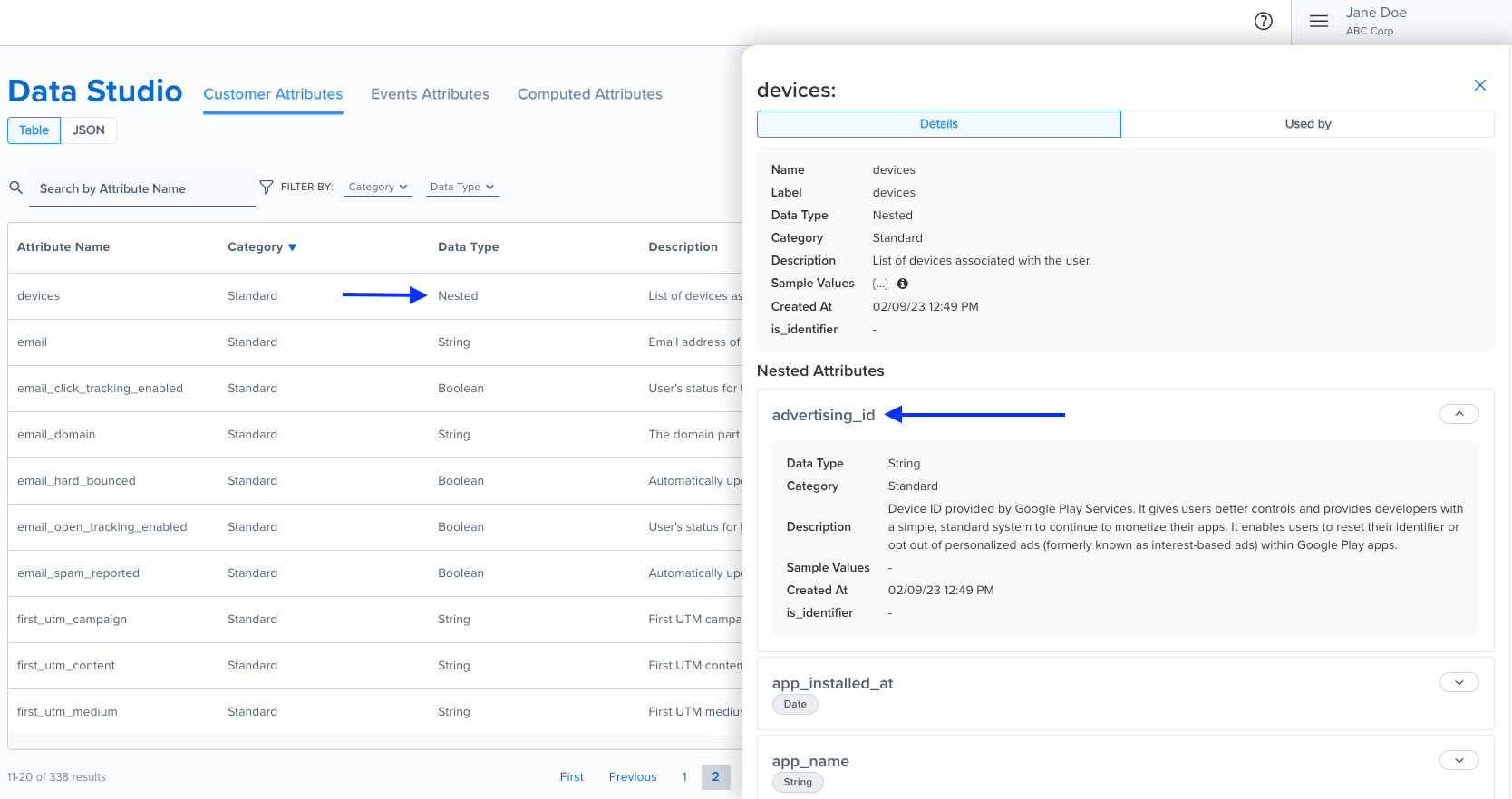Nested attributes